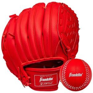 Franklin T-Ball Baseball Glove Red 9" Hand Formed Pocket And Ball Set New